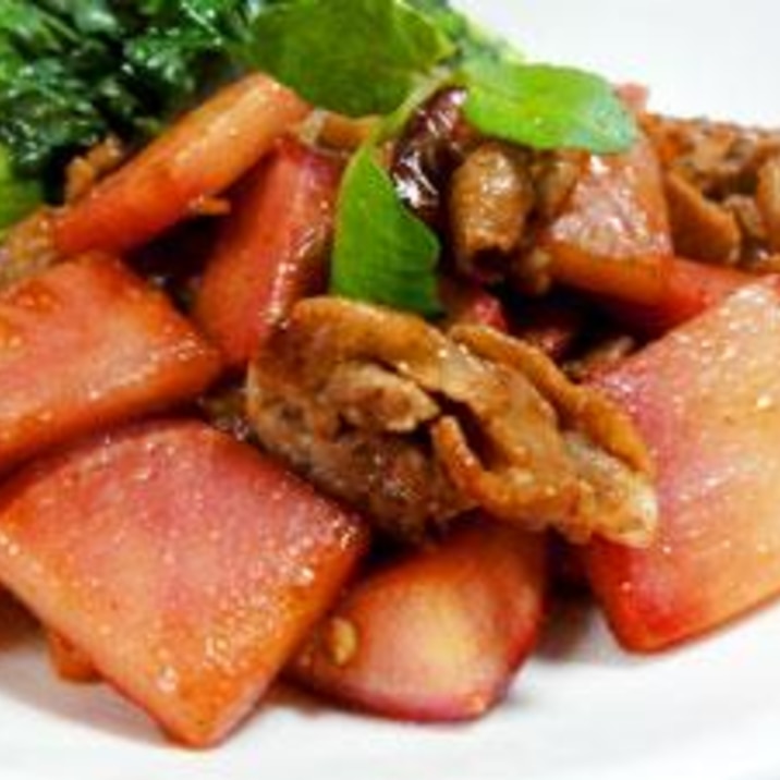 豚肉と赤カブの生姜焼き